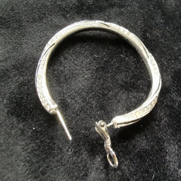 Hoop EARRINGS ring shape in sterling silver 925 and with crystals - Picture 4 of 5